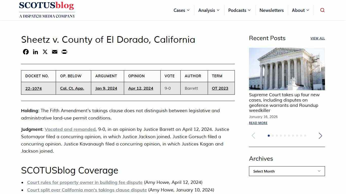 Sheetz v. County of El Dorado, California - SCOTUSblog