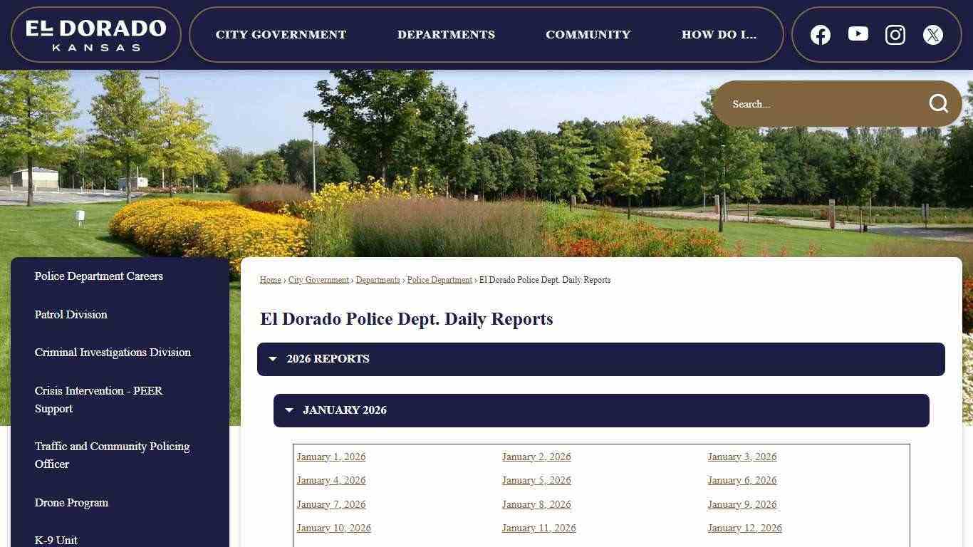 El Dorado Police Dept. Daily Reports | El Dorado, KS - Official Website